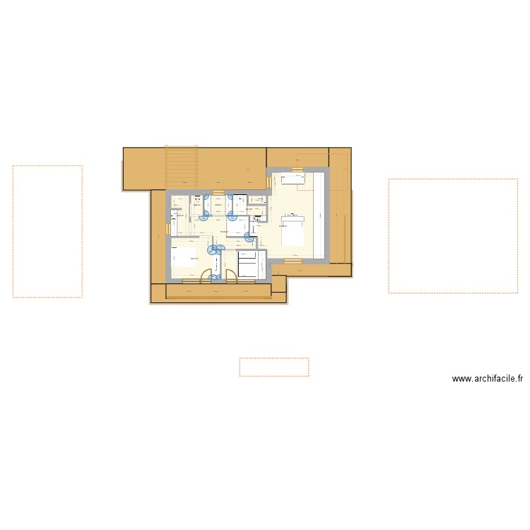 Manigod - étage 2 - couloir avnt 2. Plan de 12 pièces et 300 m2