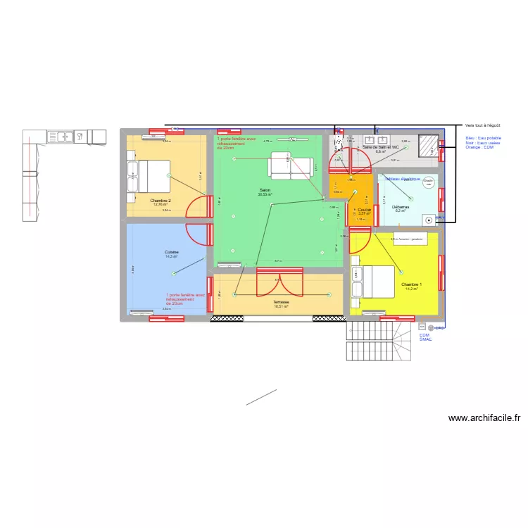 Projet Iloni Niveau 1_V6. Plan de 8 Pièces et 99 m²