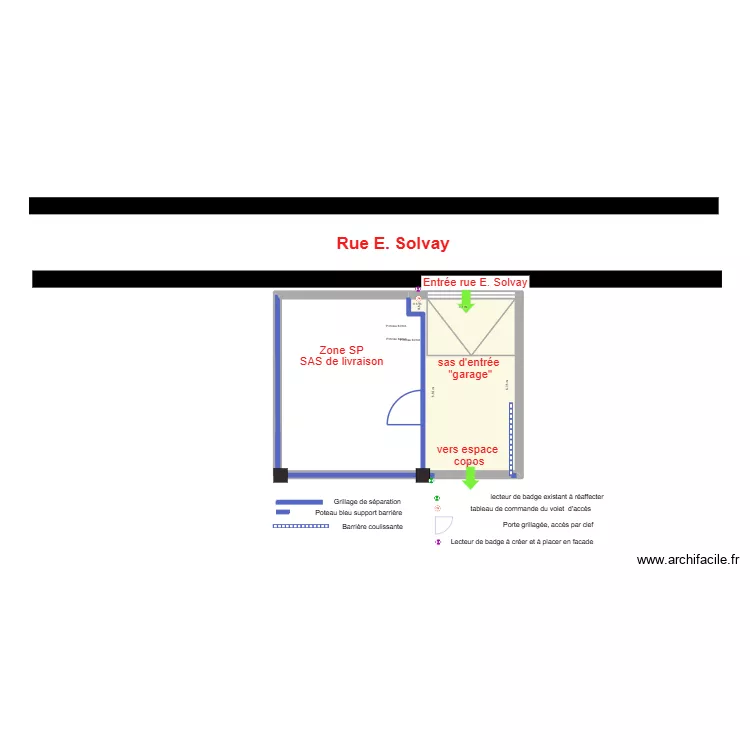 Sas livraison Espace solvay. Plan de 1  et 20 m²
