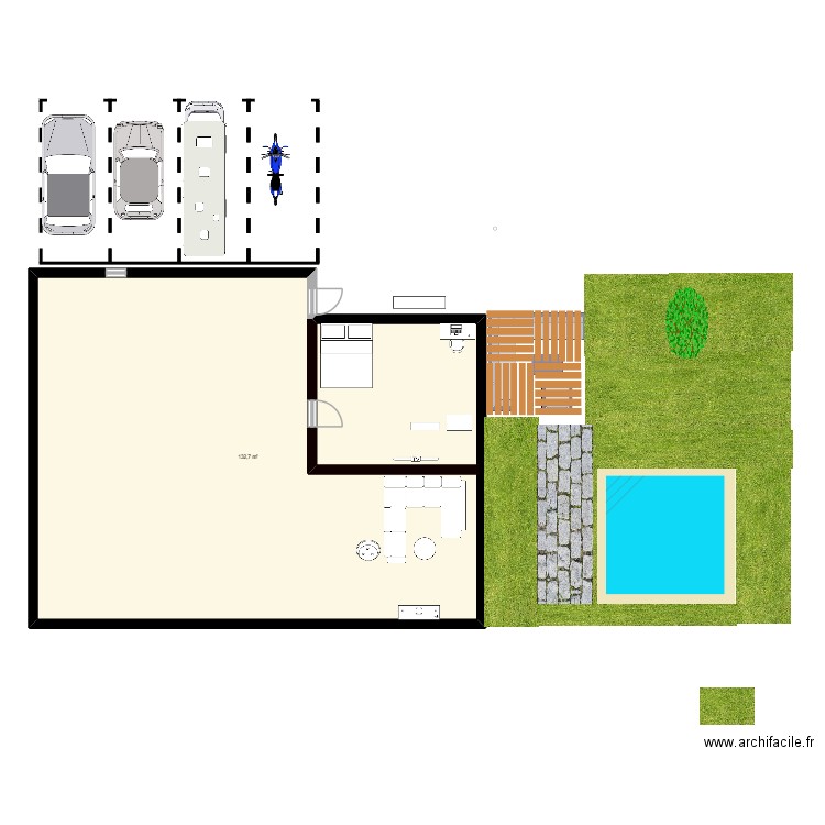 diego2. Plan de 1 pièce et 133 m2
