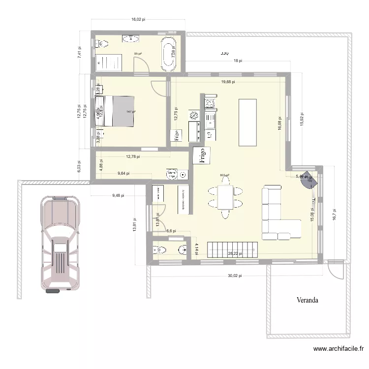 Estrie. Plan de 3  et 97 m²