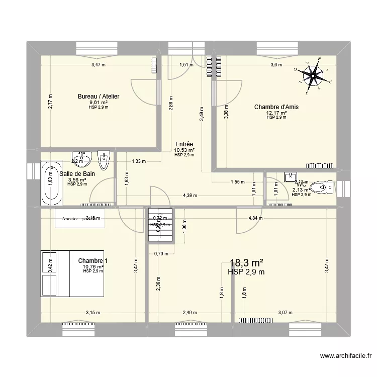 Plan pavillon Projet 1. Plan de 8 et 68 m² Plan pavillon Projet 1. Plan de 8 et 68 m²