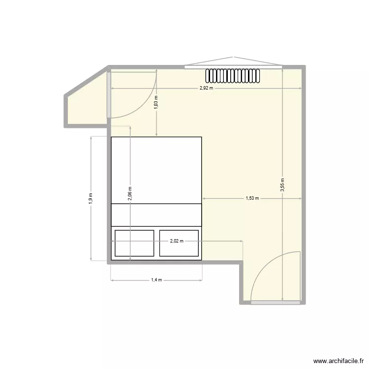chambre lit coin. Plan de 2 et 10 m² chambre lit coin. Plan de 2 et 10 m²
