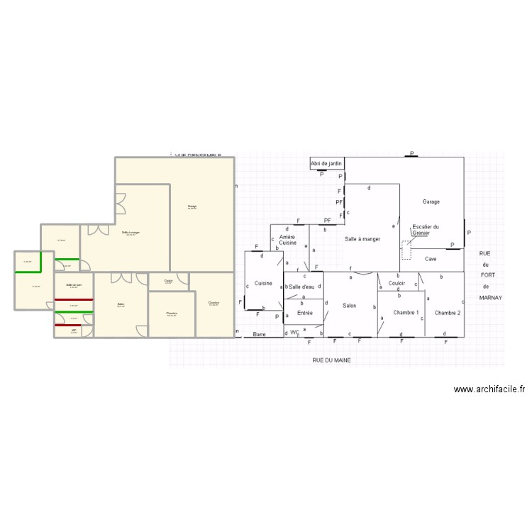maison 1. Plan de 14 pièces et 144 m2