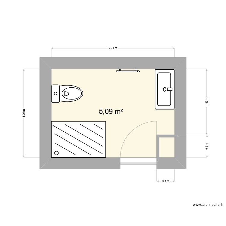 KAJDAS. Plan de 2 pièces et 5 m2