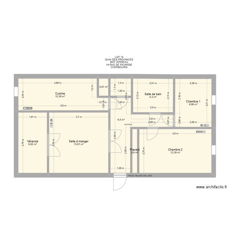 BAT VERSEAU LGT 18. Plan de 9 pièces et 67 m2