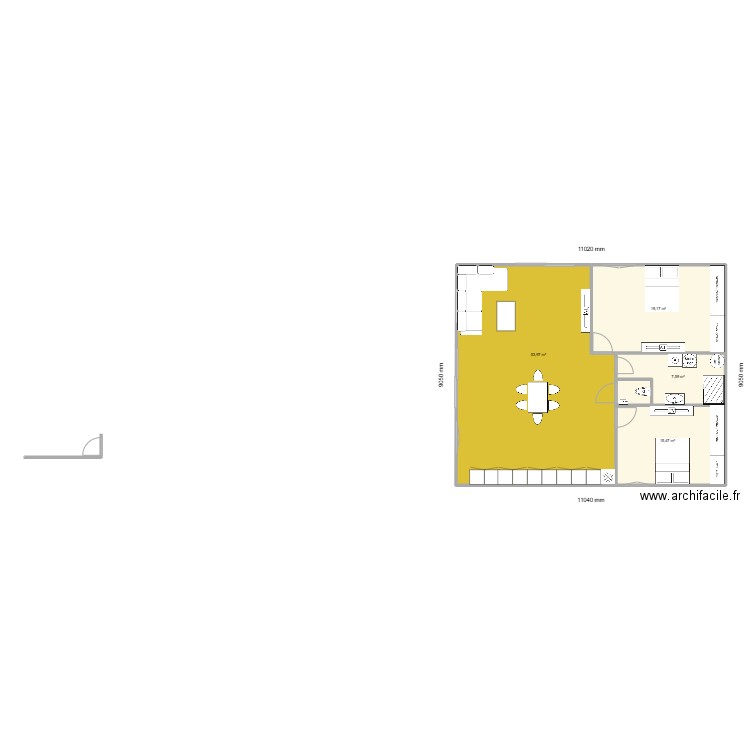PROJT 2 06/06/2025. Plan de 4 pièces et 96 m2