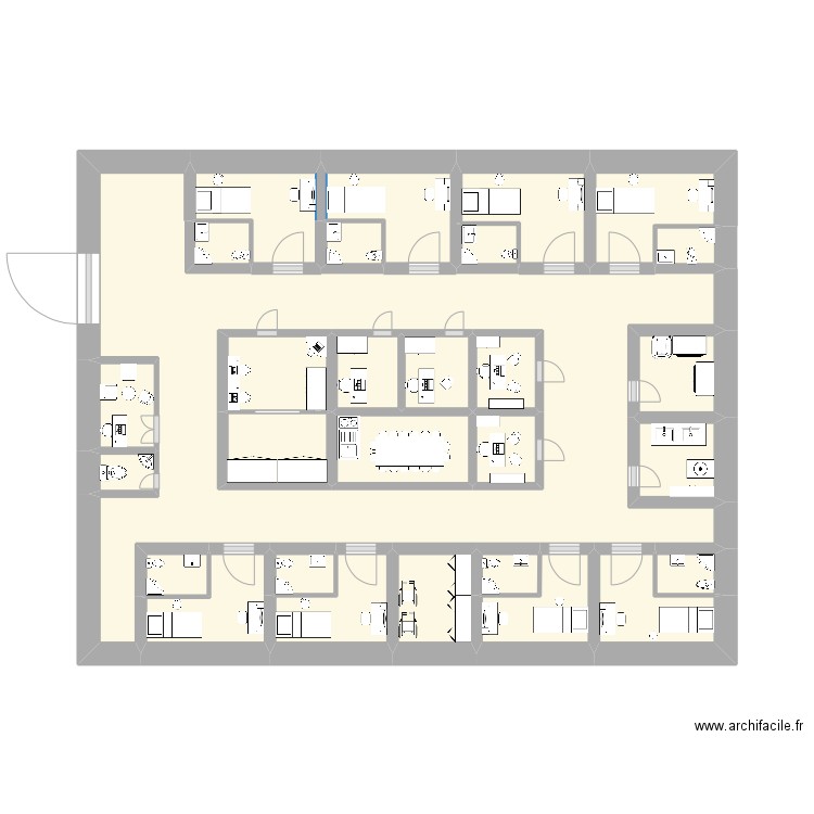 SERVICE UE 5.5 S5. Plan de 29 pièces et 39 m2