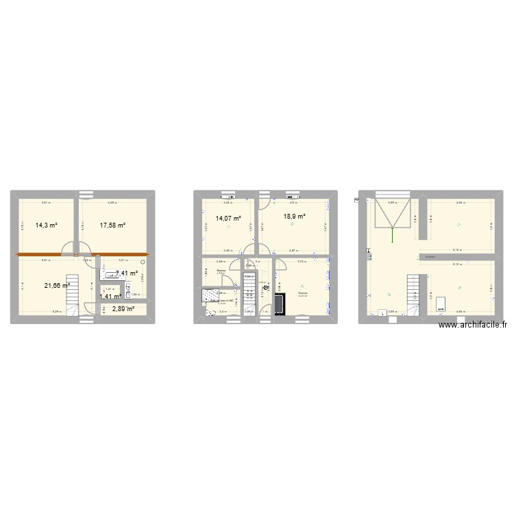 Marcey. Plan de 14 pièces et 196 m2