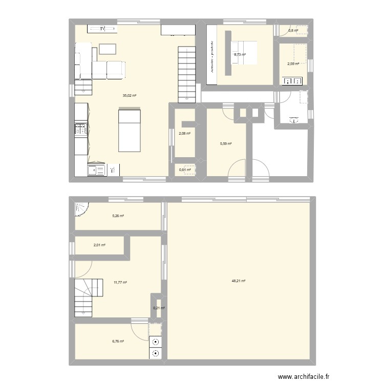 courenc. Plan de 13 pièces et 130 m2