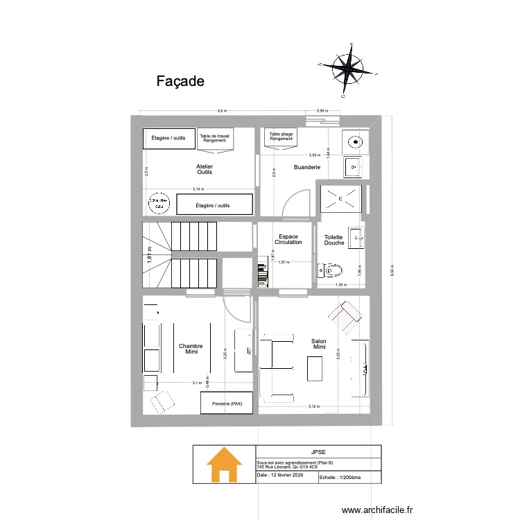 JPSE Agrandissement 2026 VQ Plan B. Plan de 0 pièce et 0 m2