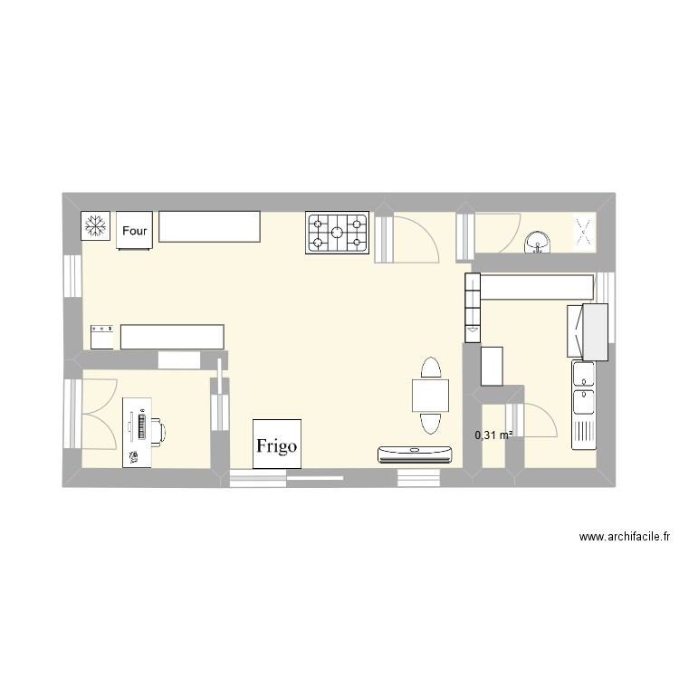 Plano Local. Plan de 2 pièces et 24 m2