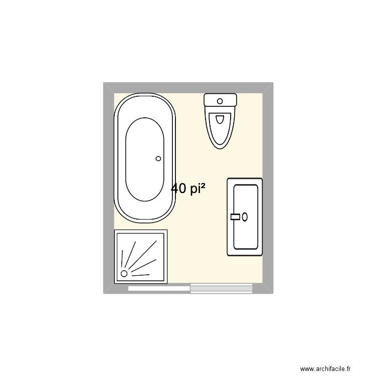 SDB 2e. Plan de 1 pièce et 4 m2