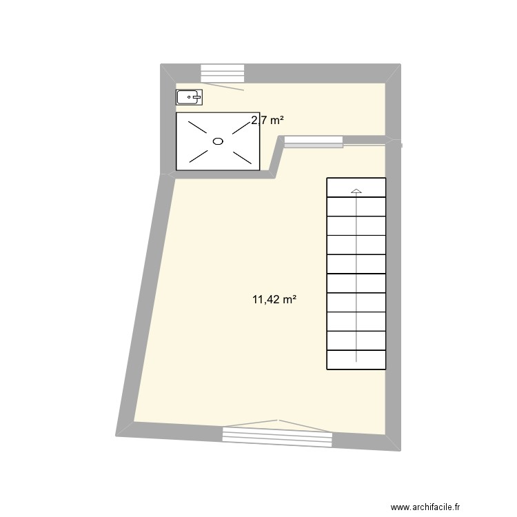 Salon. Plan de 2 pièces et 14 m2