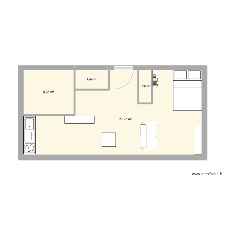 nouvel appart. Plan de 4 pièces et 35 m2