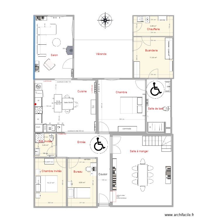 Plan projet au 26-04-2024 pour Lapeyre. Plan de 5 pièces et 41 m2