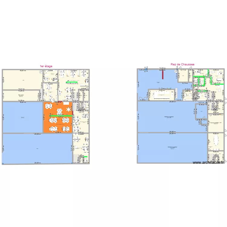 Bureaux Orona REZ ELISE2. Plan de 40  et 2679 m²