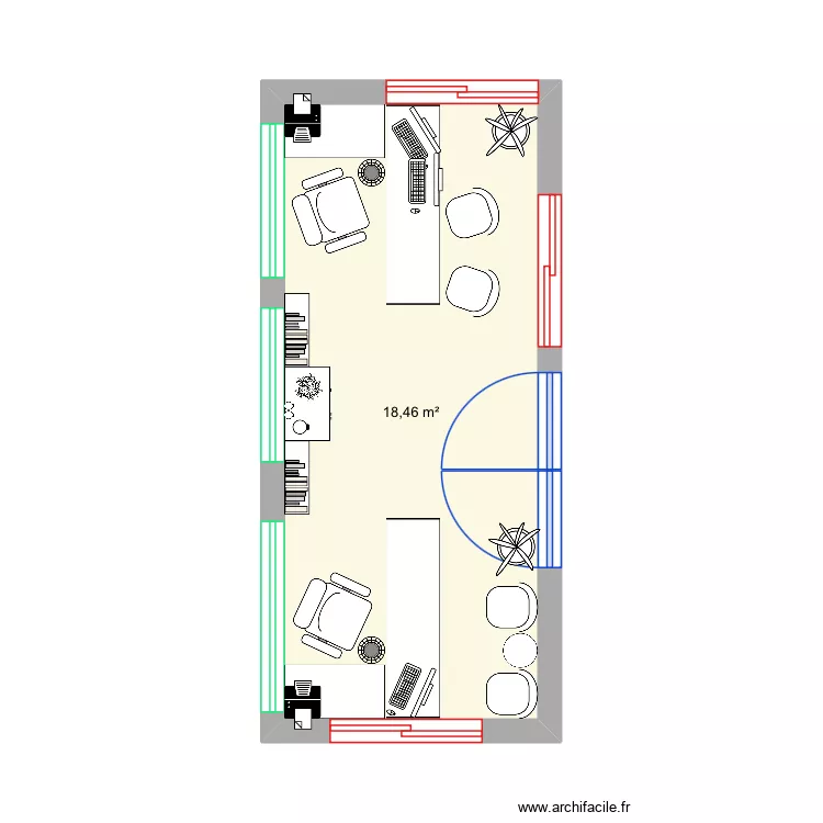 Nouveau bureau garage de la 86. Plan de 1 pièce et 18 m²