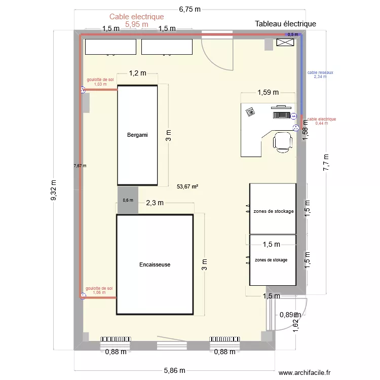 salle 129 sae. Plan de 