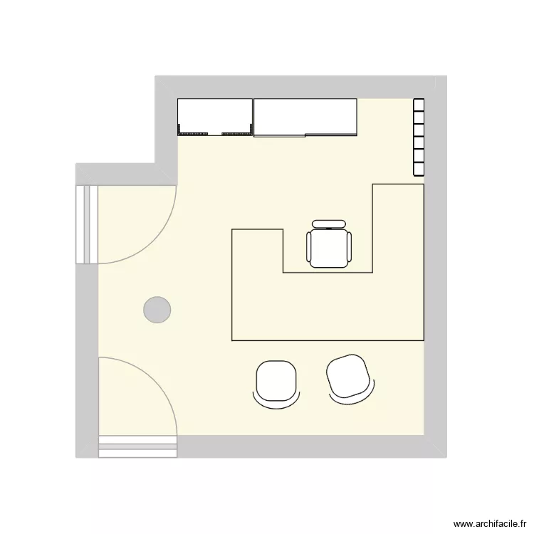 bureau actuel. Plan de 1 pièce et 14 m²