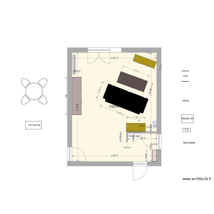 SEJOUR MEUBLES 1. Plan de 1 pièce et 25 m2