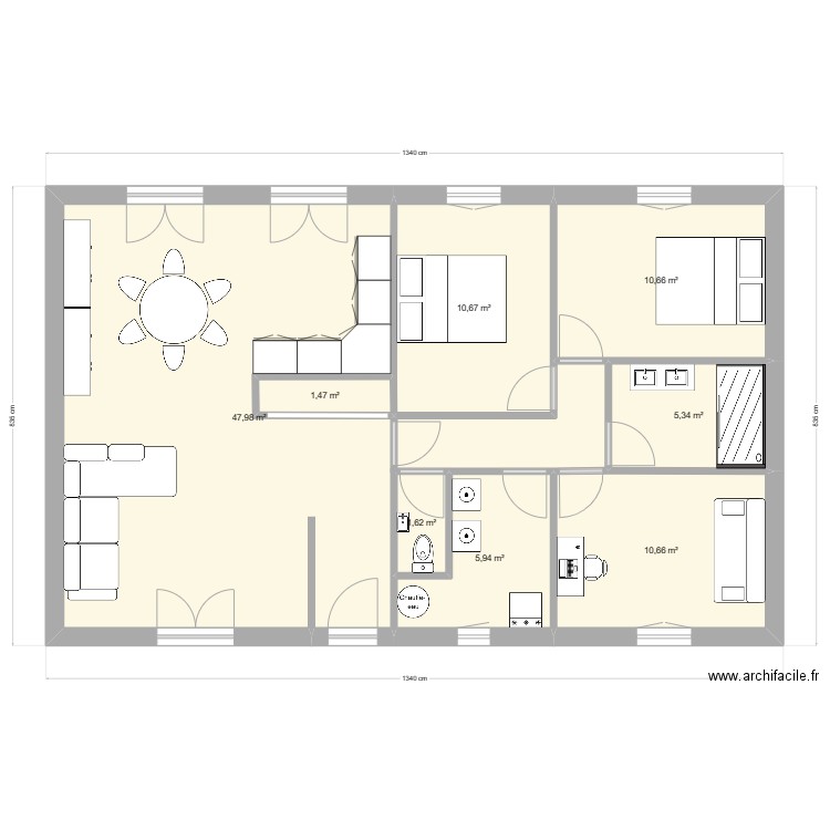 Bretignolles 1. Plan de 8 pièces et 94 m2