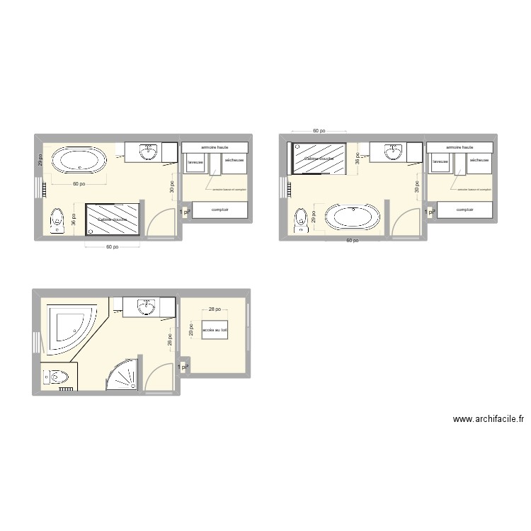 salle de bain benoit chantal. Plan de 9 pièces et 40 m2