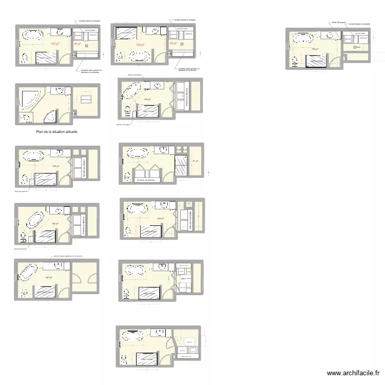 salle de bain benoit chantal. Plan de 25  et 161 m²