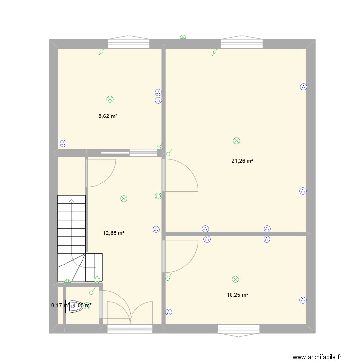 B2B. Plan de 6 pièces et 54 m2