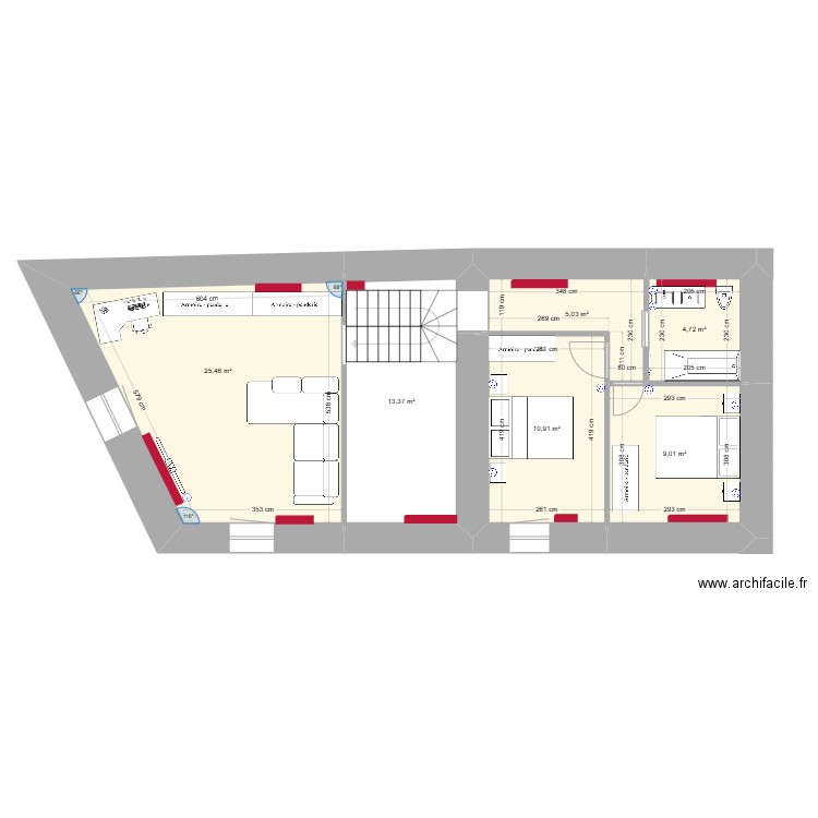 Aménagement 25 La Meffrais étage. Plan de 0 pièce et 0 m2