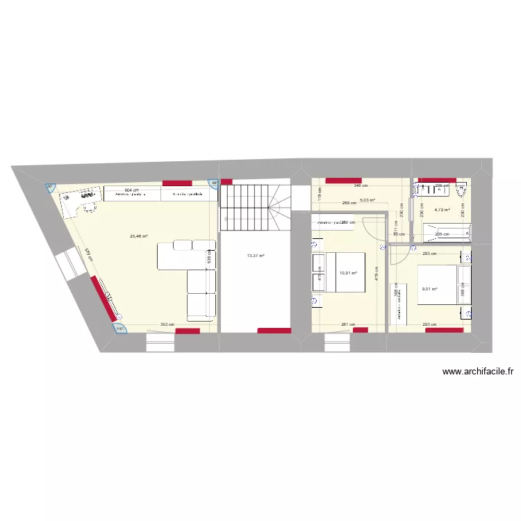 Am&eacute;nagement 25 La Meffrais &eacute;tage. Plan de 