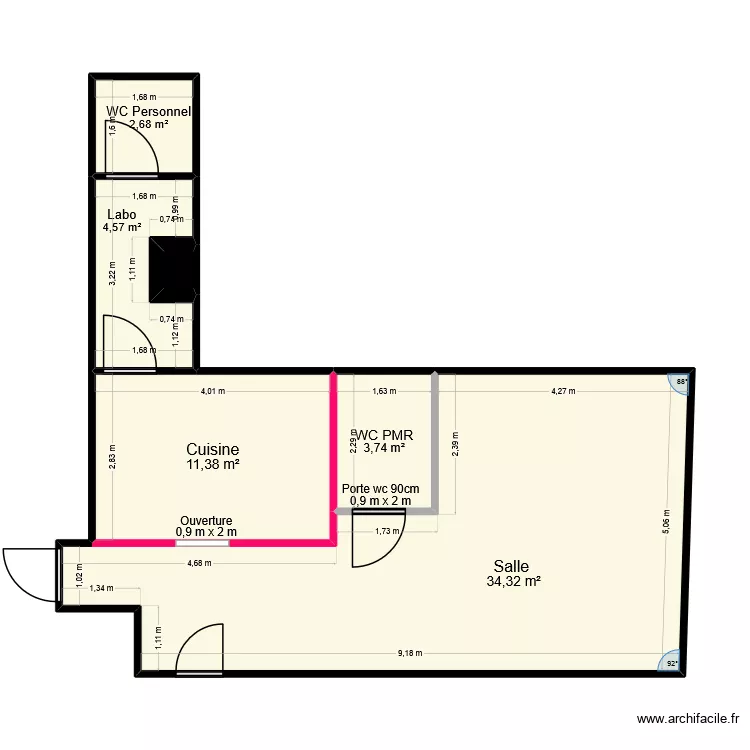 Plan Apres travaux LABAGUETTA. Plan de 6  et 57 m²