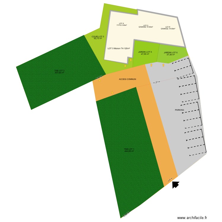 MESSIMY. Plan de 1 pièce et 225 m2