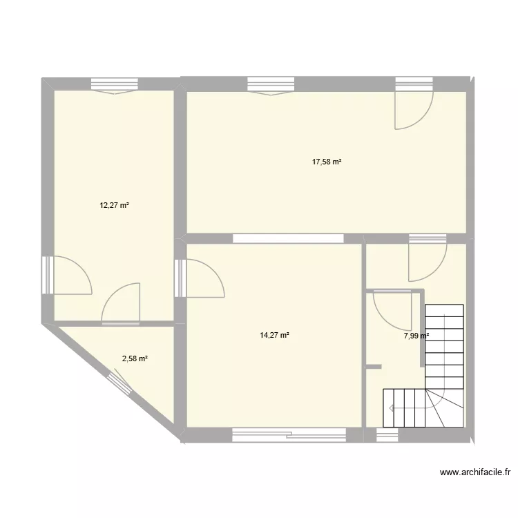 rdc san martin v.bis1. Plan de 7  et 54 m²