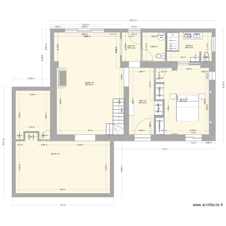 Maison La Chapelle 2. Plan de 7 pièces et 113 m2