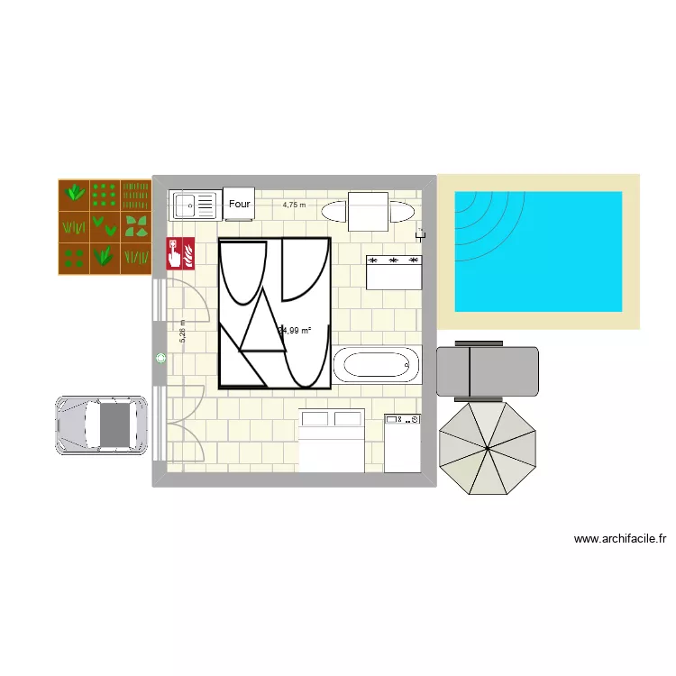 d&eacute;mocrate. Plan de 1  et 25 m²