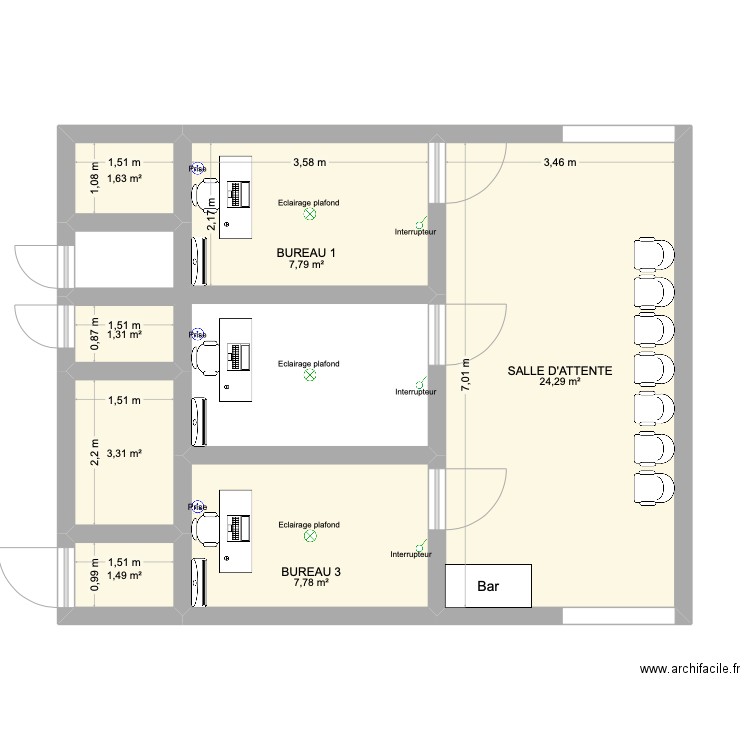 FARE TAMAHAU. Plan de 7 pièces et 48 m2