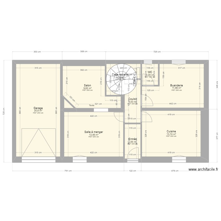 Châteaubriant - Déporté Résistant - Existant. Plan de 24 pièces et 215 m2