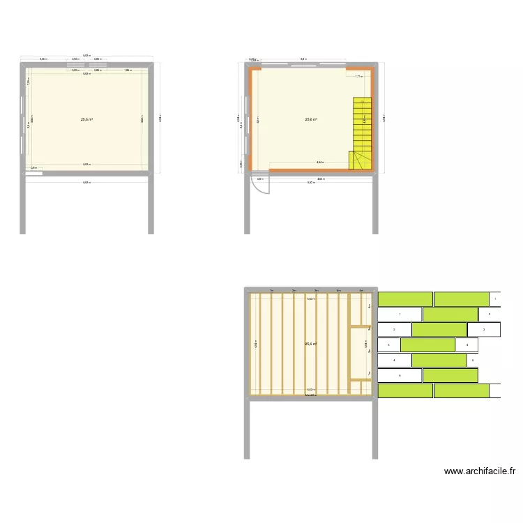 garage. Plan de 3  et 77 m²