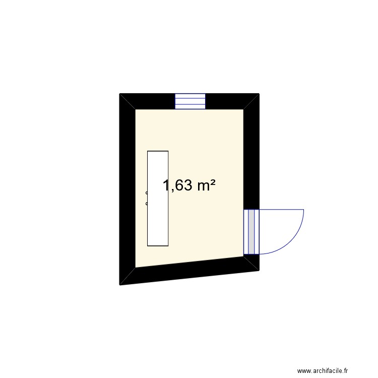 peche. Plan de 1 pièce et 2 m2