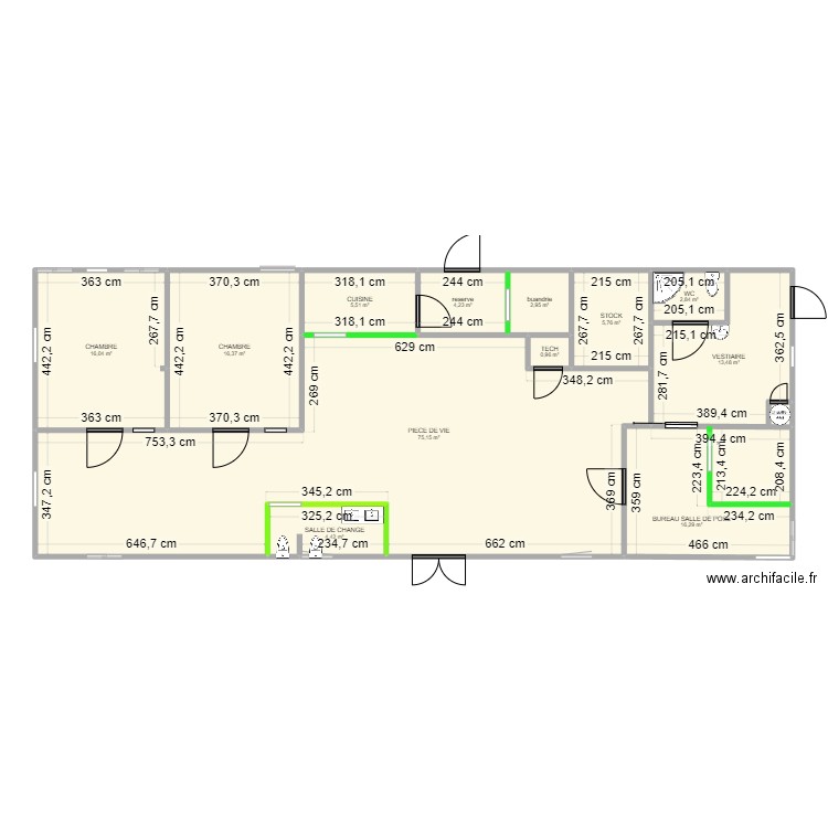 Micro crèche 2. Plan de 12 pièces et 164 m2