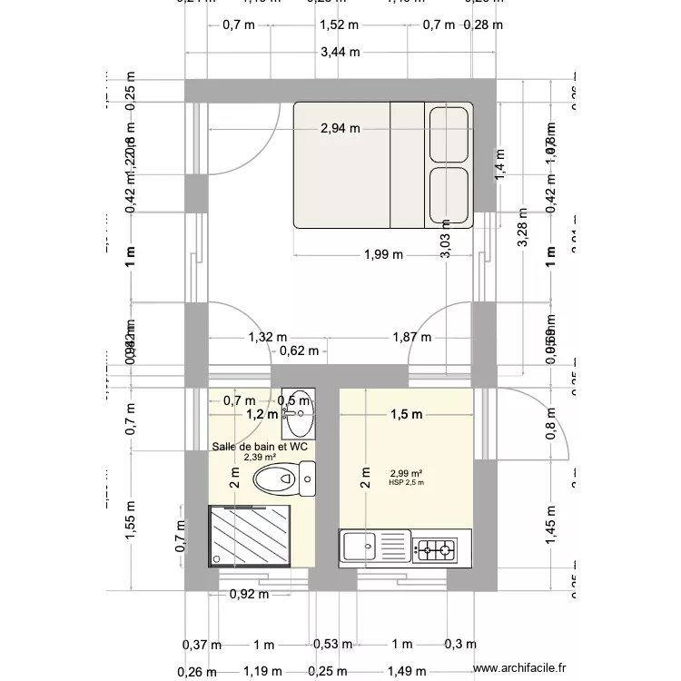 gueritte 1. Plan de 2 Pièces et 5 m² gueritte 1. Plan de 2 Pièces et 5 m²