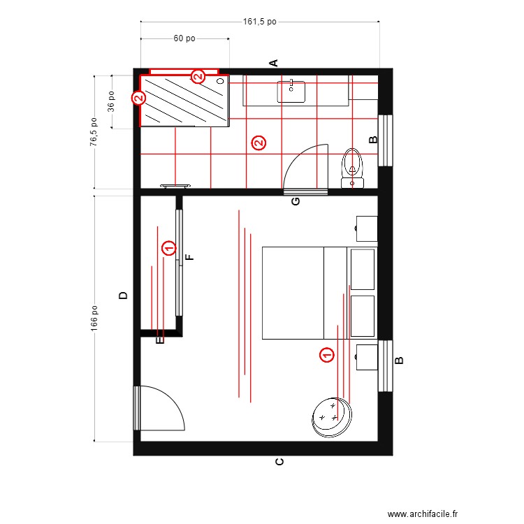 brenda Pose. Plan de 2 pièces et 25 m2