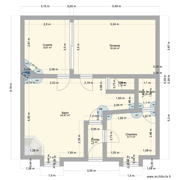 TARTDY. Plan de 15 pièces et 119 m2