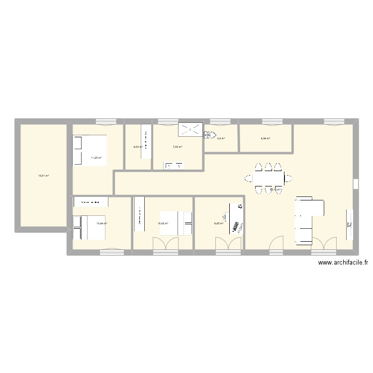 Fait par Carla. Plan de 10 pièces et 130 m2