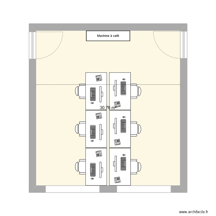 Grand Bureau Semia v1 - Petits bureau. Plan de 1 pièce et 31 m2