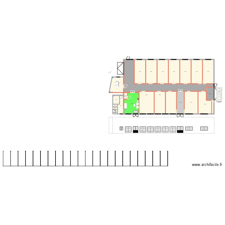 ETUDE MEDICALE. Plan de 24 pièces et 1147 m2