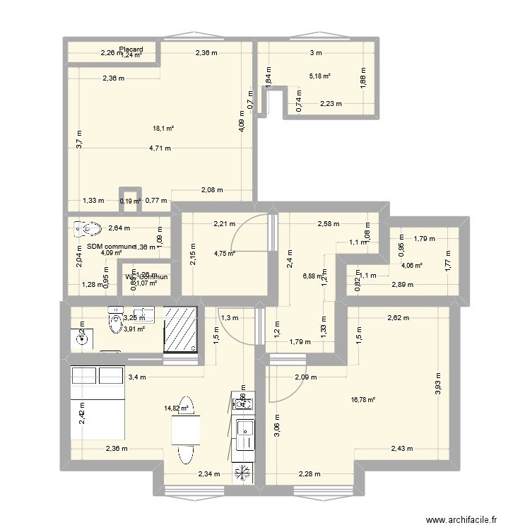 Studios Thyez 2ème étage Essai 3. Plan de 14 pièces et 255 m2