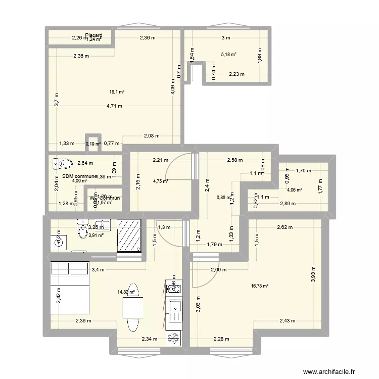 Studios Thyez 2&egrave;me &eacute;tage Essai 3. Plan de 