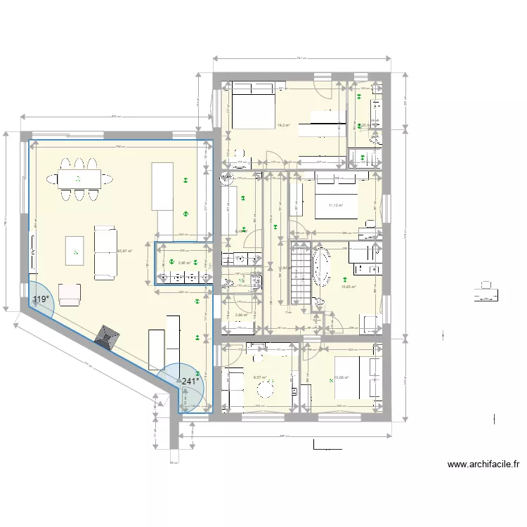 MAISON PLAN DISPO ELEC MODIF. Plan de 11  et 158 m²